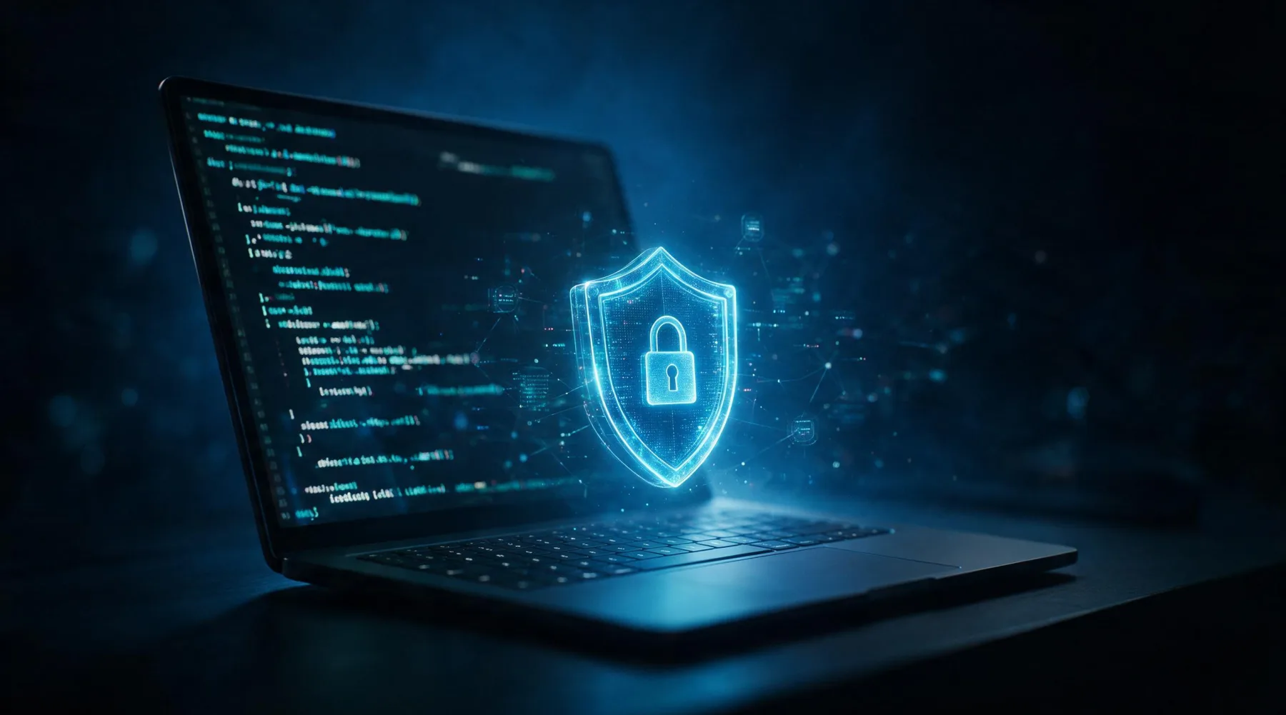 Best VPN for Linux displayed on a laptop with cybersecurity and online privacy imagery.